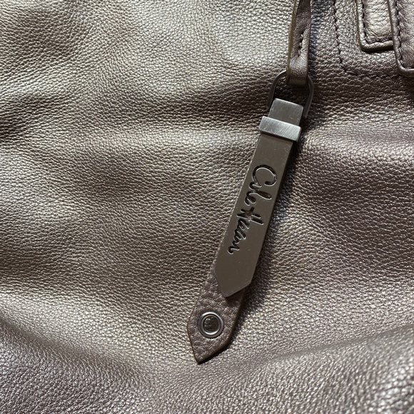 Gold leather satchel purse. - Picture 2 of 3